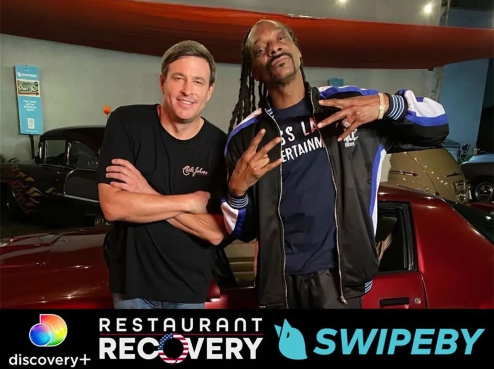 Snoop Dogg on Discovery+ Restaurant Recovery with SWIPEBY branding