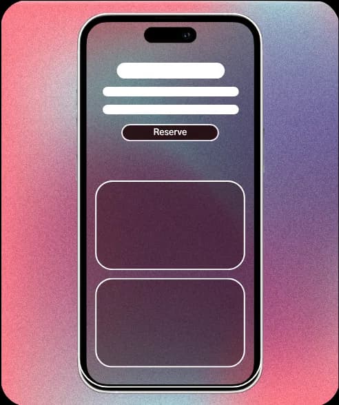 Guest booking a table from a restaurant website on a phone, with a Reserve button